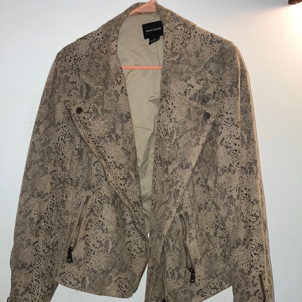 DNKY jeans Moto style jacket.  Faux snake skin.